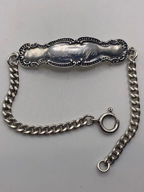 Vintage Silver ID Bracelet 7 inches